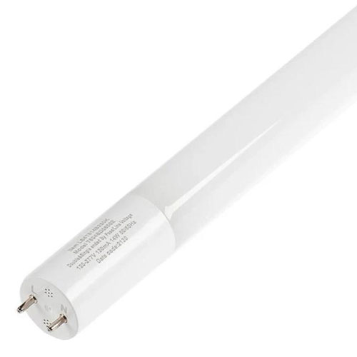 Top view of a Commercial LED 4 foot LED T8 tube light with a frosted lens coating.