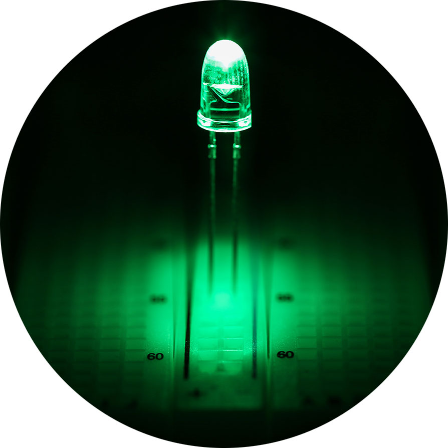 5mm Green LED - 525 nm - T1 3/4 LED w/ 8 Degree Viewing Angle