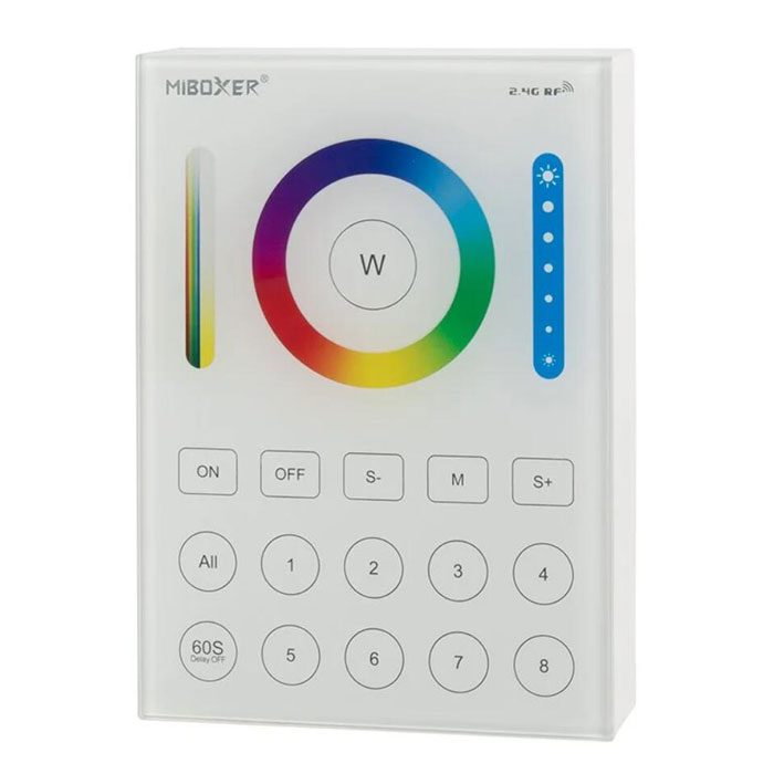 MiBoxer Wireless LED Wall Remote - RGB+CCT 8-Zone Touch Panel - Battery Operated