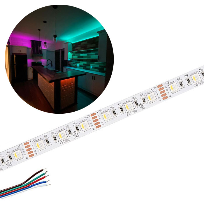 5m RGBW LED Strip Light - 4-in-1 Chip 5050 Color-Changing LED Tape Light - 12V / 24V - IP20