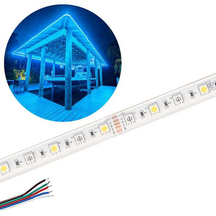 5m RGB+W LED Strip Light - Color-Changing LED Tape Light - 12V / 24V - IP67 Weatherproof