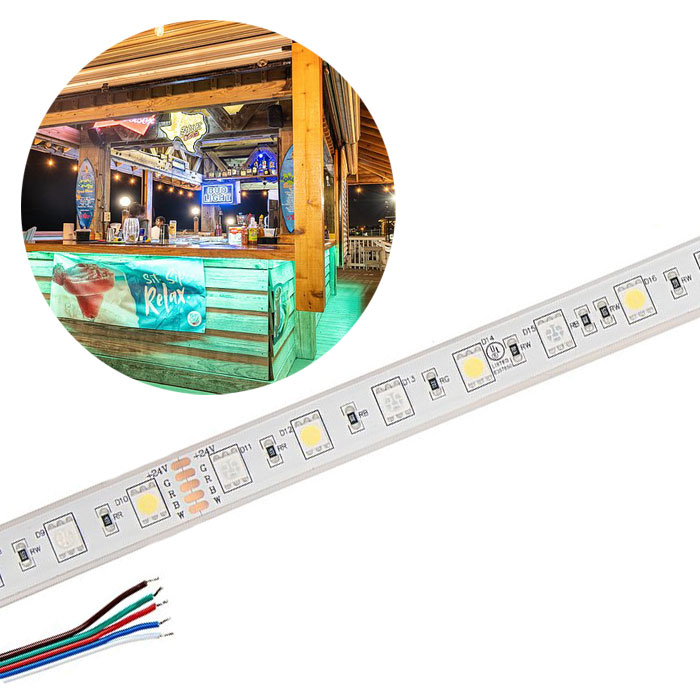 5m RGB+W LED Strip Light - Color-Changing LED Tape Light - 24V - IP68 Waterproof