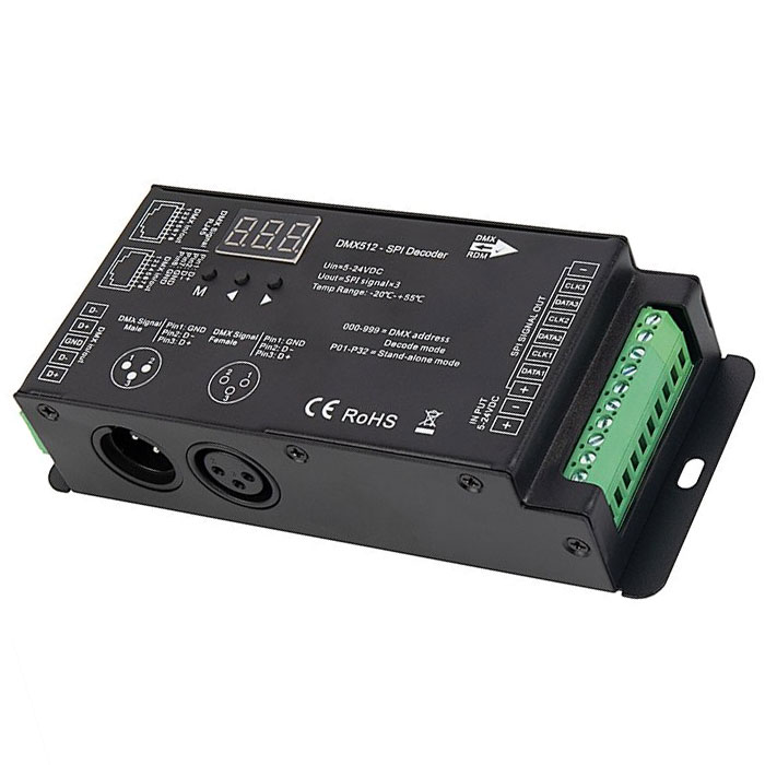 DMX512 SPI Decoder - Digital RGB Addressable LED Decoder/Controller - 5-24 VDC - DS-DMX23