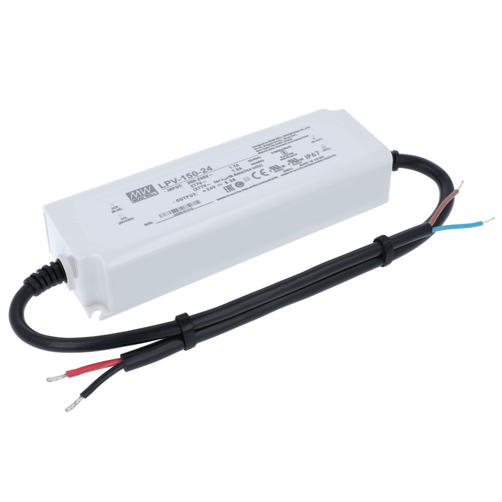 Mean Well LED Switching Power Supply - LPV Series 150W Single Output LED Power Supply - 24V DC - 200-277 VAC - 150W