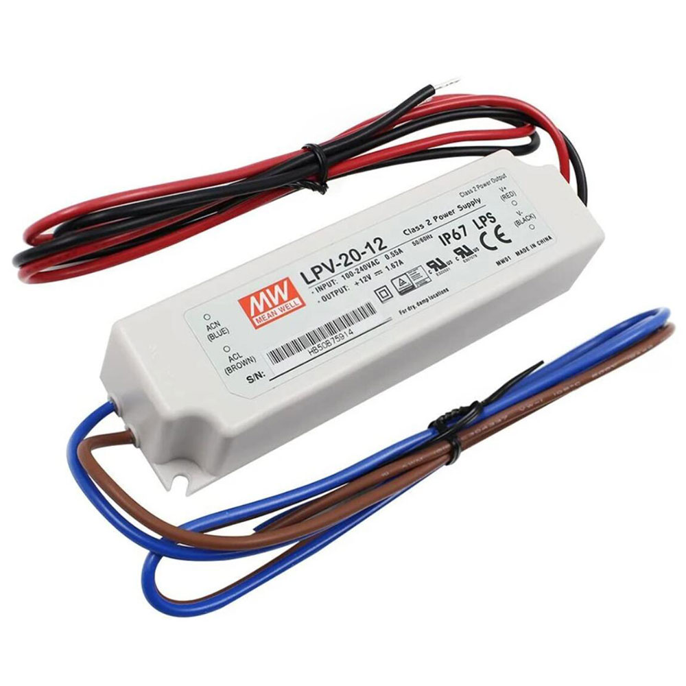 Mean Well LED Switching Power Supply - LPV Series 20-100W Single Output LED Power Supply - 12V DC