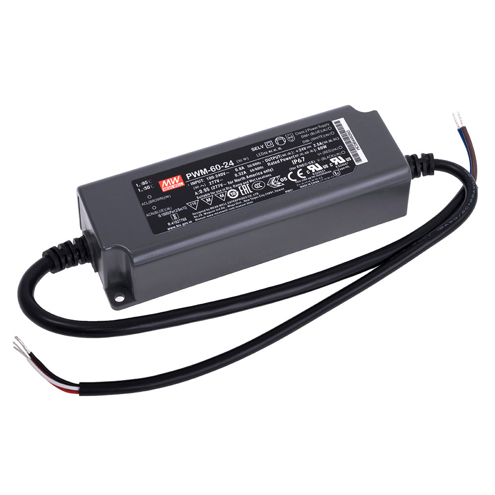 Mean Well LED Switching Power Supply - PWM Series 40-120W LED Power Supply - 24V Dimmable