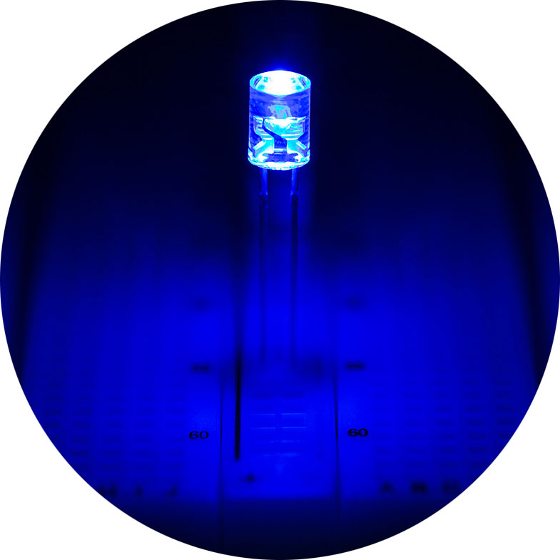 5mm Blue LED - 470 nm - T1 3/4 LED w/ 120 Degree Viewing Angle