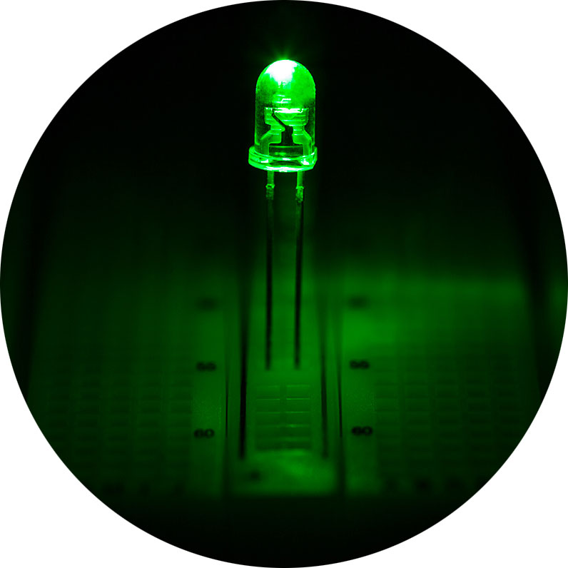 5mm Green LED - 525nm - T1 3/4 Through Hole LED w/ 8 Degree Viewing Angle