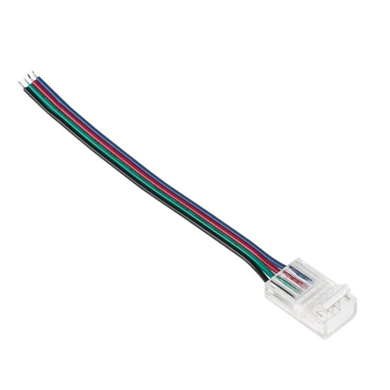 4" Solderless Clamp-On Pigtail Adaptor - 10mm RGB LED Strip Lights