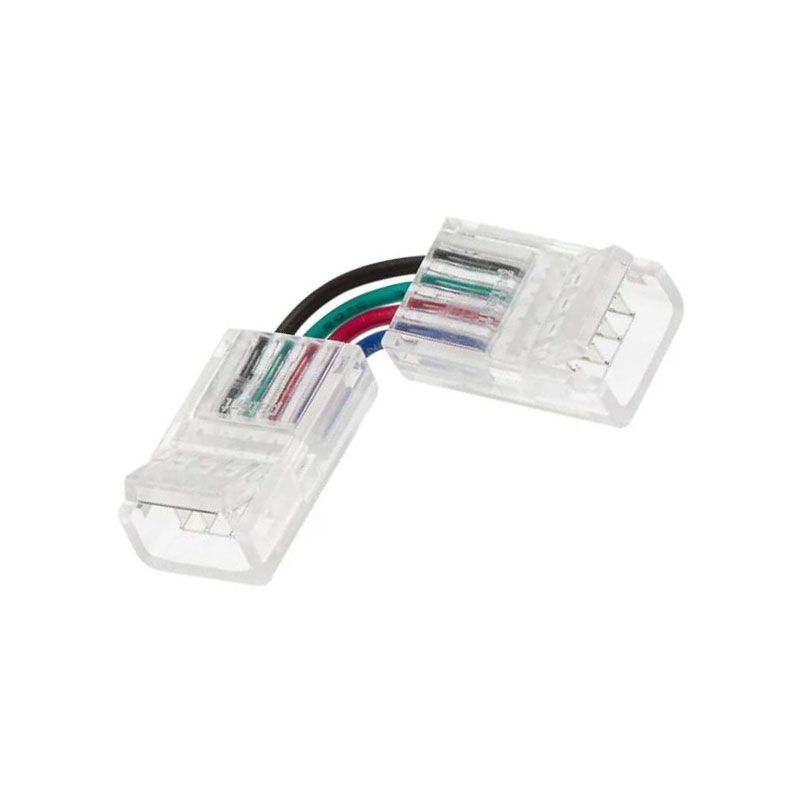 Solderless Clamp-On Left / Right L Wire Connector - 10mm RGB LED Strip Lights