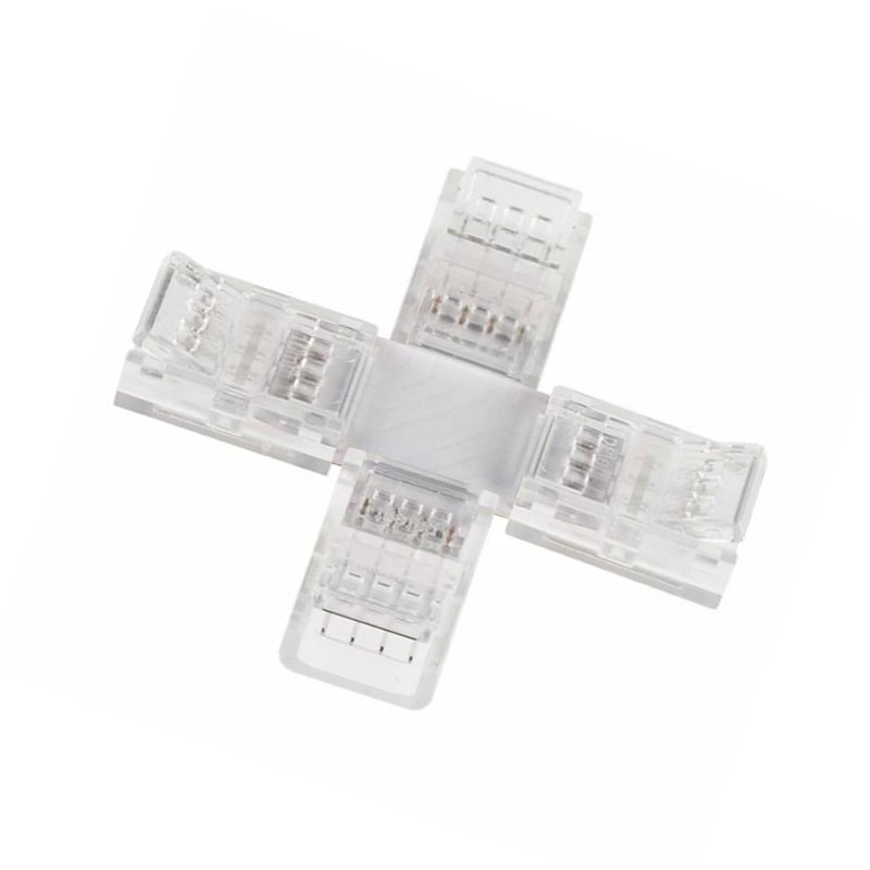 Solderless Clamp-On Cross Connector for 10mm RGB LED Strip Lights