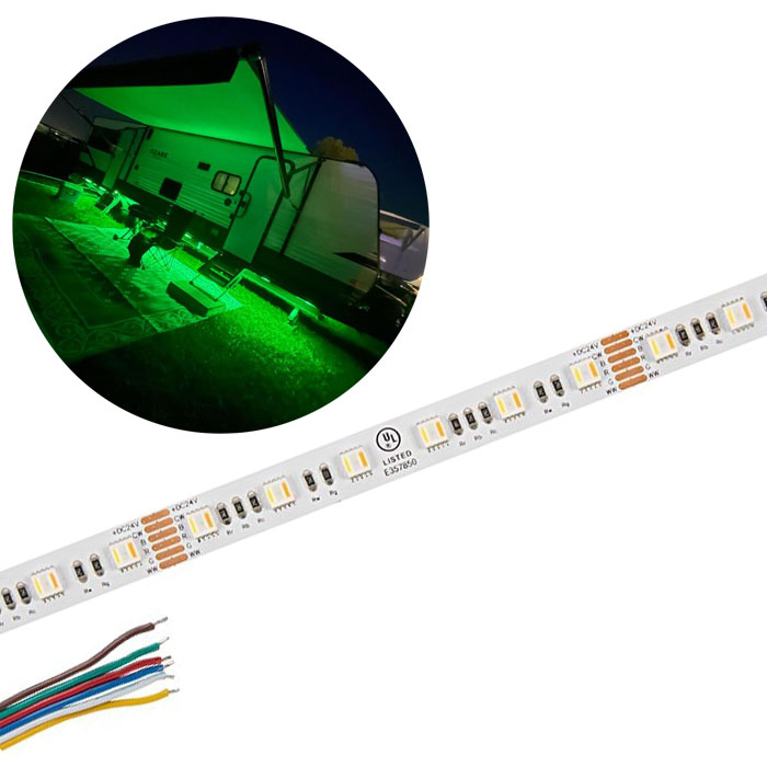 5m RGB+CCT LED Strip Light - 5-in-1 Color-Changing LED Tape Light - 24V - IP20 - RGBCCT - 196.9in (16.40ft)