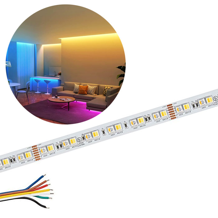 5m RGBA Tunable White LED Strip Light - Color-Changing LED Tape Light - 24V - IP20 - RGB+ACCT - 196.9in (16.40ft)